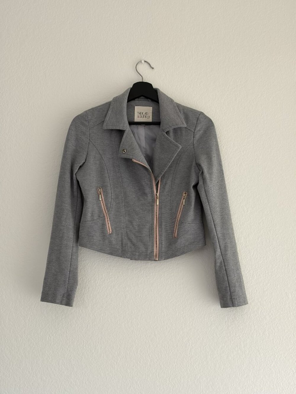 Thread & Supply Moto Jacket Gray Asymmetrical Zip